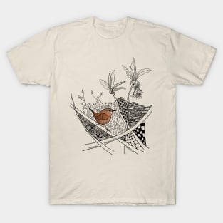 Little Brown Winter Wren Doodle T-Shirt